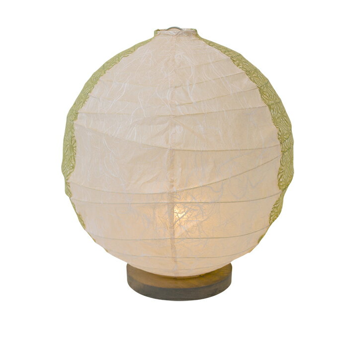Orchid Lamps - 和風 照明 テーブルライト B-25 雲龍ベージュx麻葉萌葱(2面) 電球付属 Φ250mmx高さ280mm 彩光デザイン