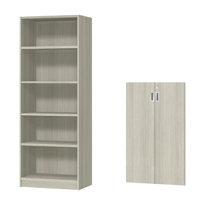 本棚 3段扉付 扉付 ソフトダンパー 鍵付 横幅オーダー 幅木よけ加工 受注生産 組立式 OFS 幅60〜70x奥行38.5+扉厚2x高さ191.1cm 大洋