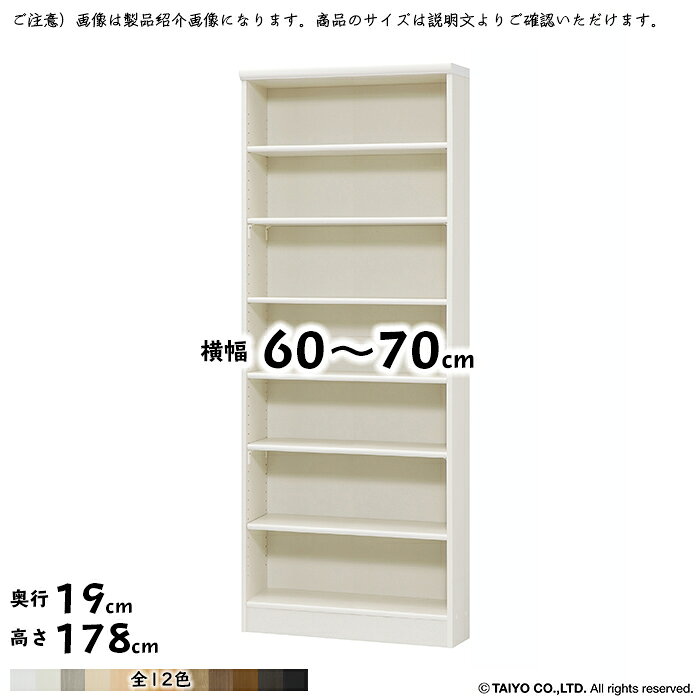 本棚 組立式 横幅 サイズ オーダー エースラック 標準タイプ 幅木よけ加工 幅60～70x奥行19x高さ178cm 大洋