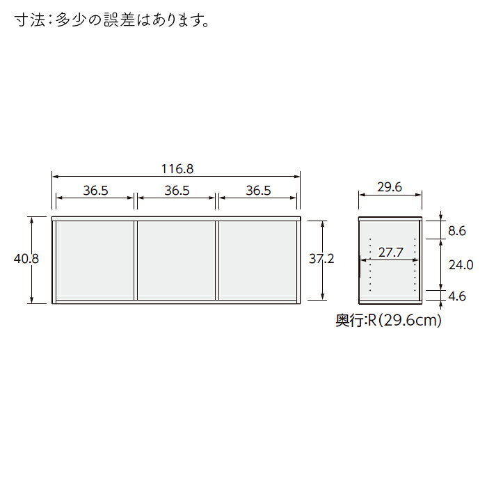 本棚 組立式 受注生産 オーダー CGR チョイスグリッドラック 専用 上置 国産 幅116.8x奥行29.6x高さ40.8cm 大洋 [2]