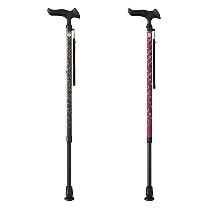 杖 ステッキ かるがも E 伸縮 S M 兼用 市松 約73.0〜95.5cm フジホーム