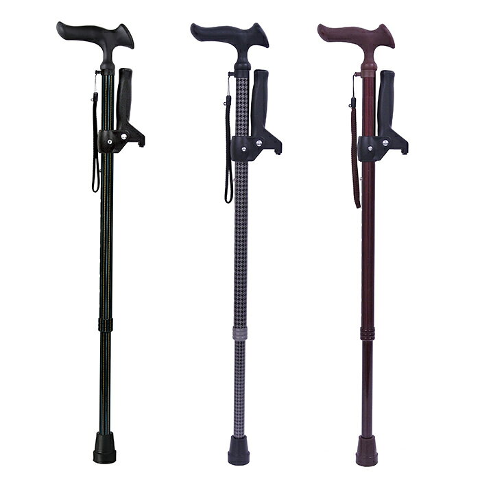 フジホーム Fuji Homeかるがもオム補助グリップ付 伸縮S・M兼用Walking Stick立ち上がり時に便利な補助グリップ付サイズ：約73.0〜95.5cm伸縮(10段階調節2.5cmピッチ)対応身長：約140〜185cm材質：グリップ/ポリプロピレン、エラストマーシャフト/アルミニウムストラップ/ナイロン先ゴム/合成ゴム補助グリップ/66ナイロン重量：約440g生産国：台湾商品コード カラーWB3932 ストライプWB3830 千鳥格子WB3831 木目ミディアム※商品の色に関して商品画像は撮影環境やお客様の環境により、色合いが異なって見える場合がございます。画像の色と比べますと、色の明るさや光沢が全く違うと感じられる場合もございます。写真と色が違うなど、色合いによる返品・交換はお受けいたしかねます。予めご了承ください。※メーカー直送商品