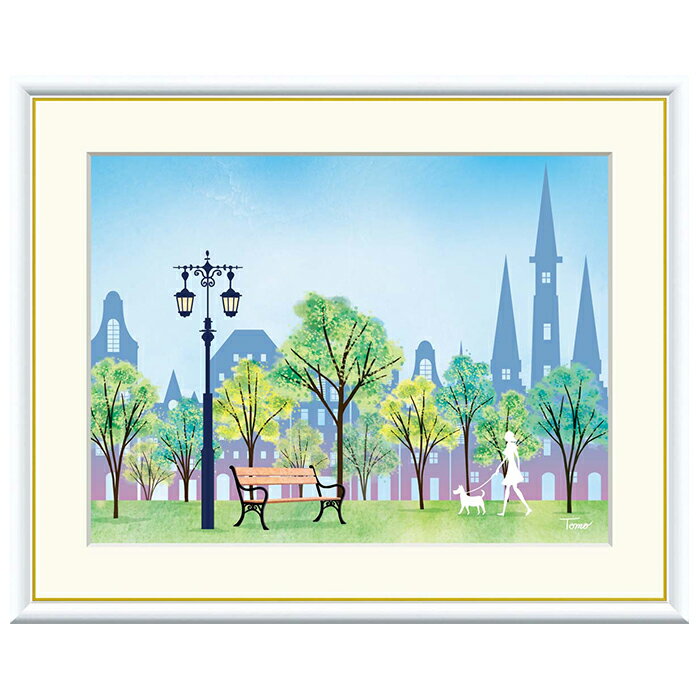 Rakuten - 額絵 街頭とベンチ 横田友広 42x34cm 三幸