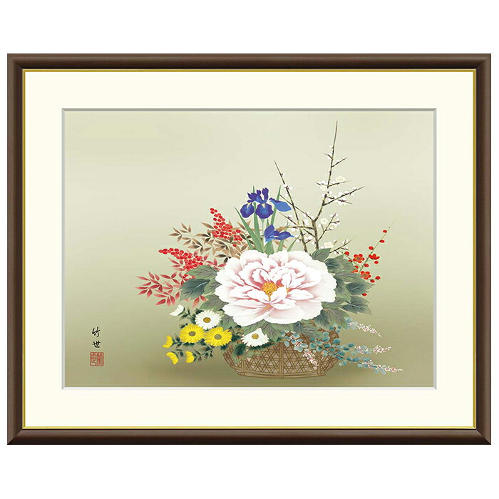 Rakuten - 額絵 四季花 田村竹世 52x42cm 三幸