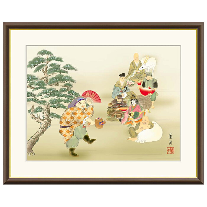 Rakuten - 額絵 七福神 吉井蘭月 52x42cm 三幸