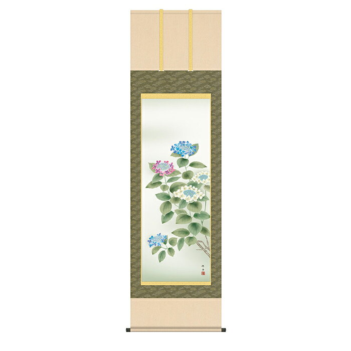 掛け軸 紫陽花 長江桂舟 54.5x190cm 三幸