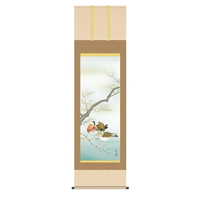 Rakuten - 掛け軸 梅に鴛鴦 浮田秋水 54.5x190cm 三幸
