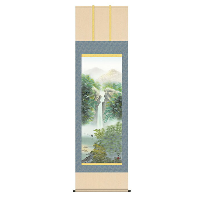 Rakuten - 掛け軸 新緑清瀧 田口紅洋 54.5x190cm 三幸