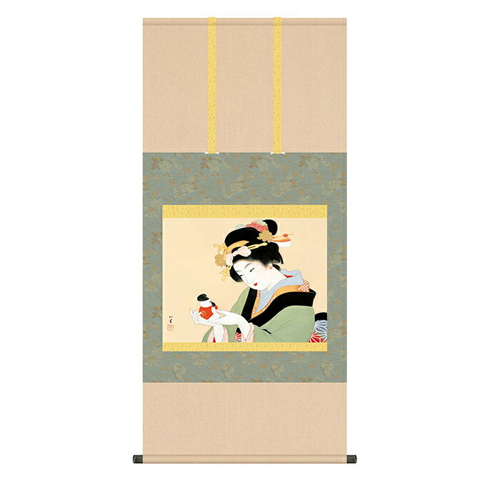 Rakuten - 掛け軸 御所人形 上村松園 54.5x115cm 三幸