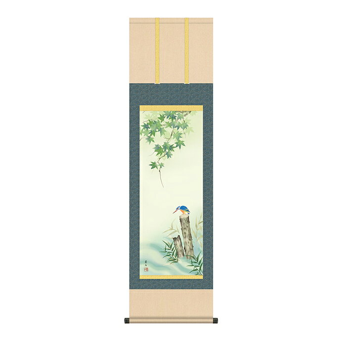 Rakuten - 掛け軸 楓に翡翠 高見蘭石 44.5x164cm 三幸