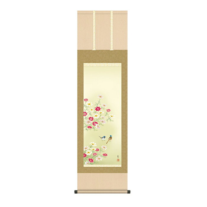 Rakuten - 掛け軸 秋桜 浮田秋水 44.5x164cm 三幸