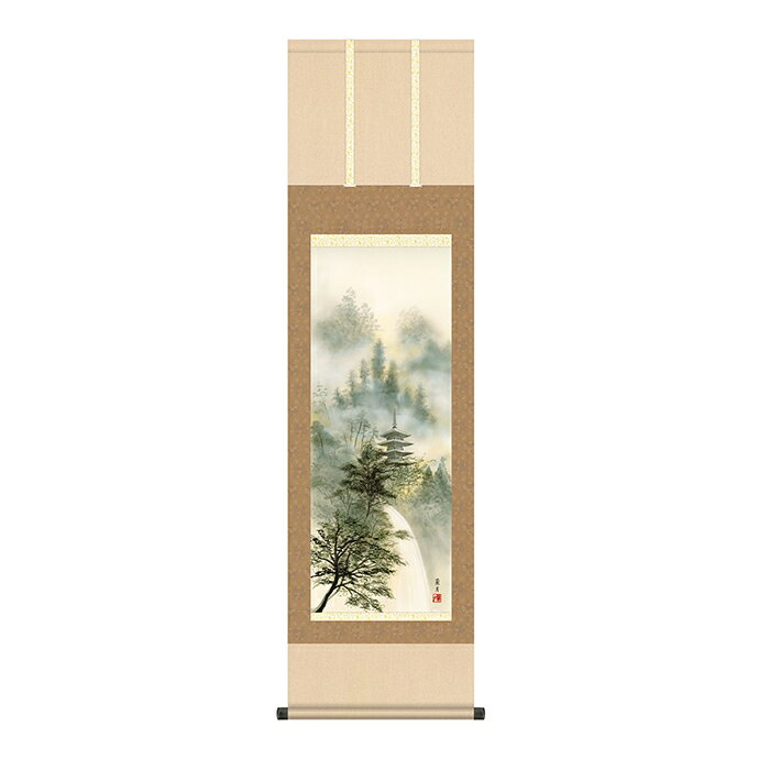 掛け軸 塔景望郷 吉井蘭月 44.5x164cm 三幸