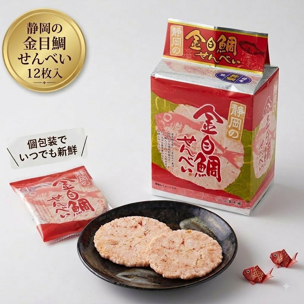 静岡の金目鯛せんべい 12個入り 金目鯛 個包装お土産 おすそ分け 静岡 sizuoka せんべい