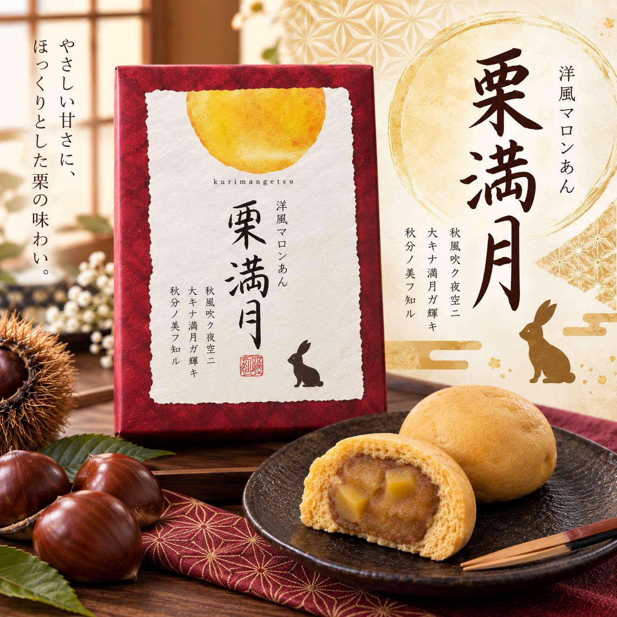 栗満月 12個入 洋風マロンあん栗饅頭 手土産 栗 秋のスイーツ 食欲の秋 秋ギフト やさしい甘さ