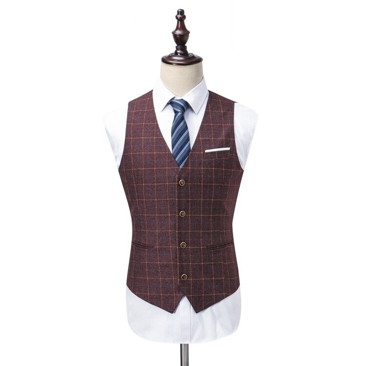 {送料無料} スーツ メンズ スリムスーツ おしゃれスーツ カジュアルスーツ 3点セット 一つボタン チェック柄　結婚式スーツ スリーピーススーツ? ビジネススーツ 紳士 フォーマルスーツ オフィス 通勤 仕事 二次会 卒業式 就職活動