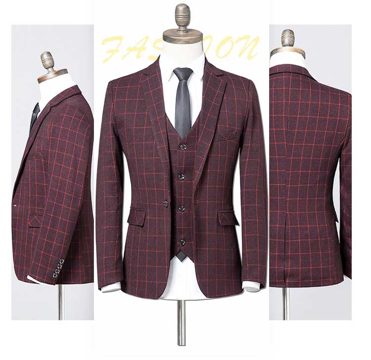 「送料無料」スーツ メンズ スリーピース ビジネススーツ セットアップ チェック 3ピーススーツ カジュアルスーツ ベスト付き 細身 ベスト 3点セット 通勤 スーツ メンズ? チェック 3ピーススーツ カジュアルスーツ (suit58)