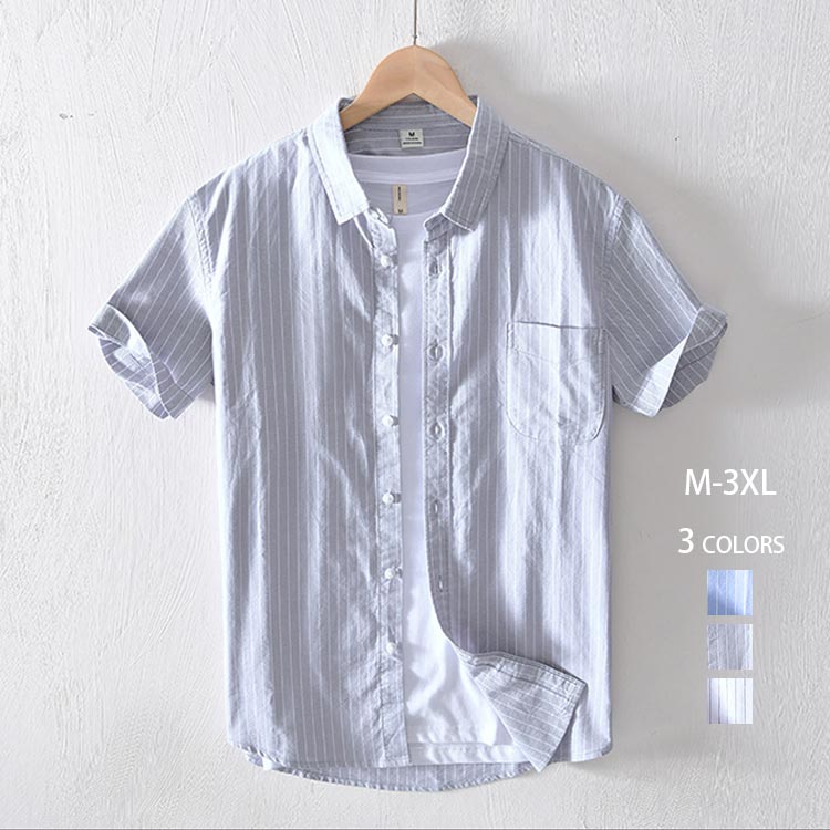 {送料無料}シャツ メンズ 半袖シャツ100%綿 カジュアルシャツ ゆるTシャツ トップス