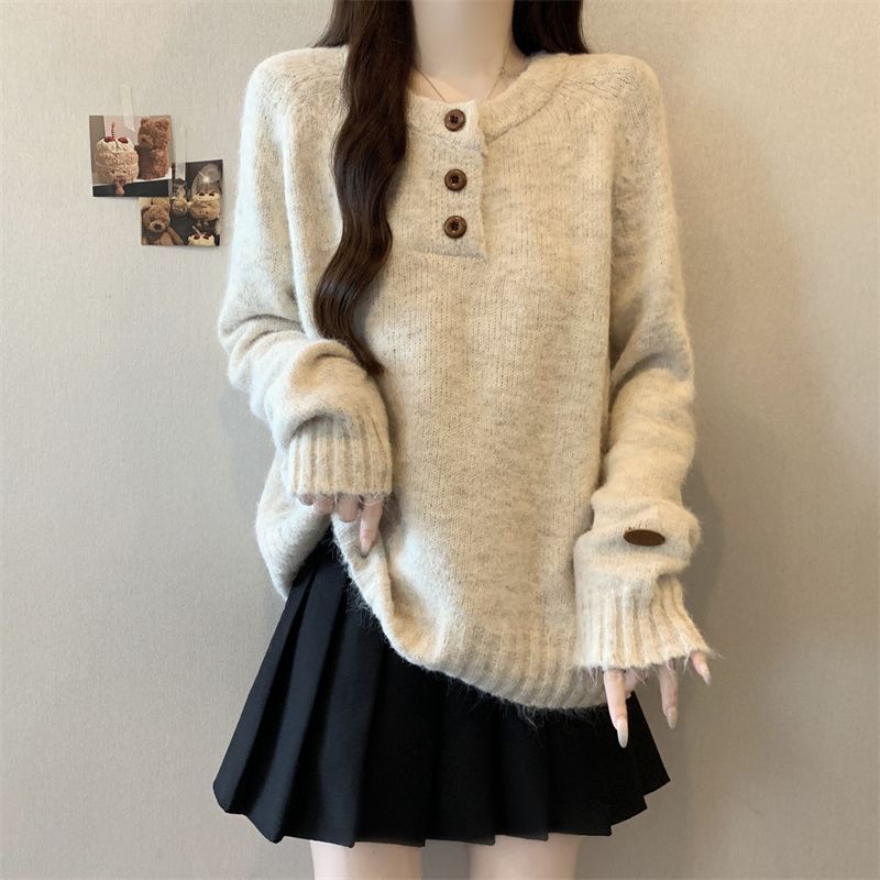 無地 ドロップショルダー リブネック レイヤード 重ね着 着回し ゆっ...(4)