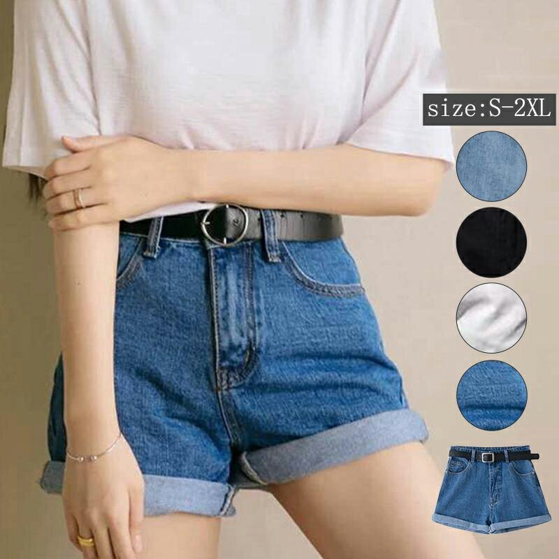 Cotton - ショートパンツ レディース デニム デニムパンツ ハーフパンツ ハイウエスト 短パン ボトムス カジュアル ゆったり アウトドア ファション コーデ 着痩せ 2025 新作