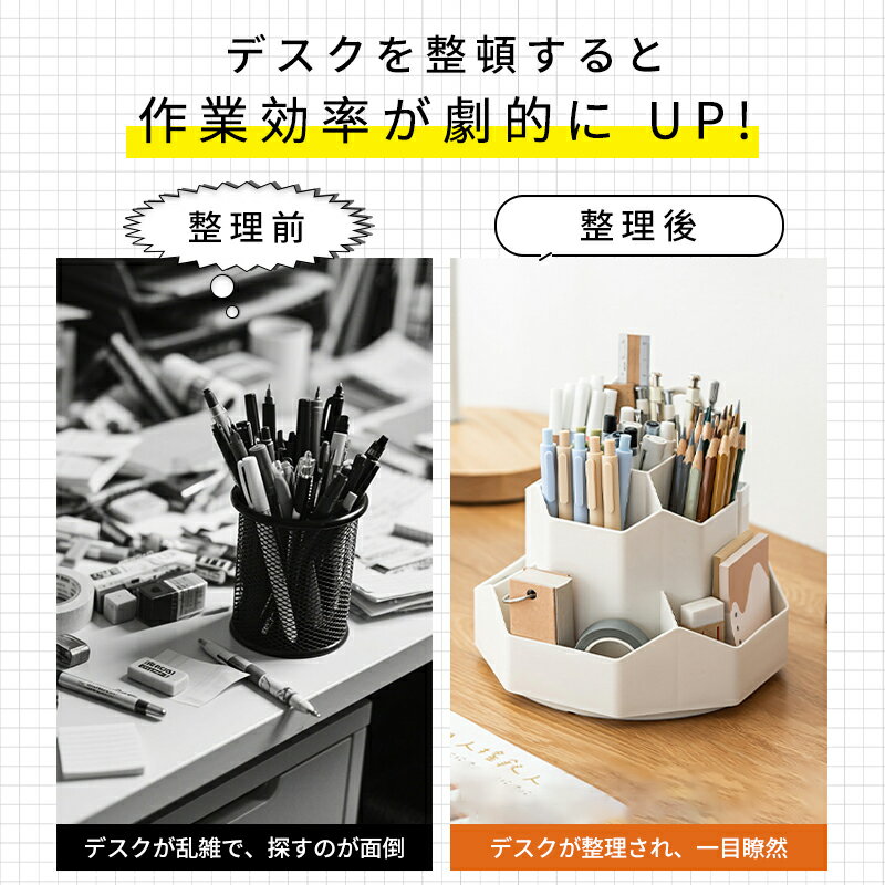 ペンスタンド ペン立て ペンホルダー ペン入れ 360度 回転 デスク収納 卓上 収納 ...
