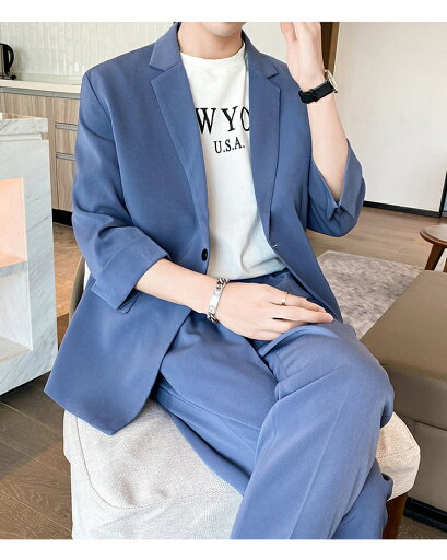 【送料無料】2ピーススーツ メンズ カジュアルスーツ アウター カジュアルセットアップ お洒落 紳士服 スリムスーツ テーラードジャケット  オールシーズン 父の日 ギフト プレゼント (suit290)