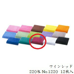 サロン工房 抗菌 カラータオル 12枚入 220匁 No.1220 15 ワインレッド