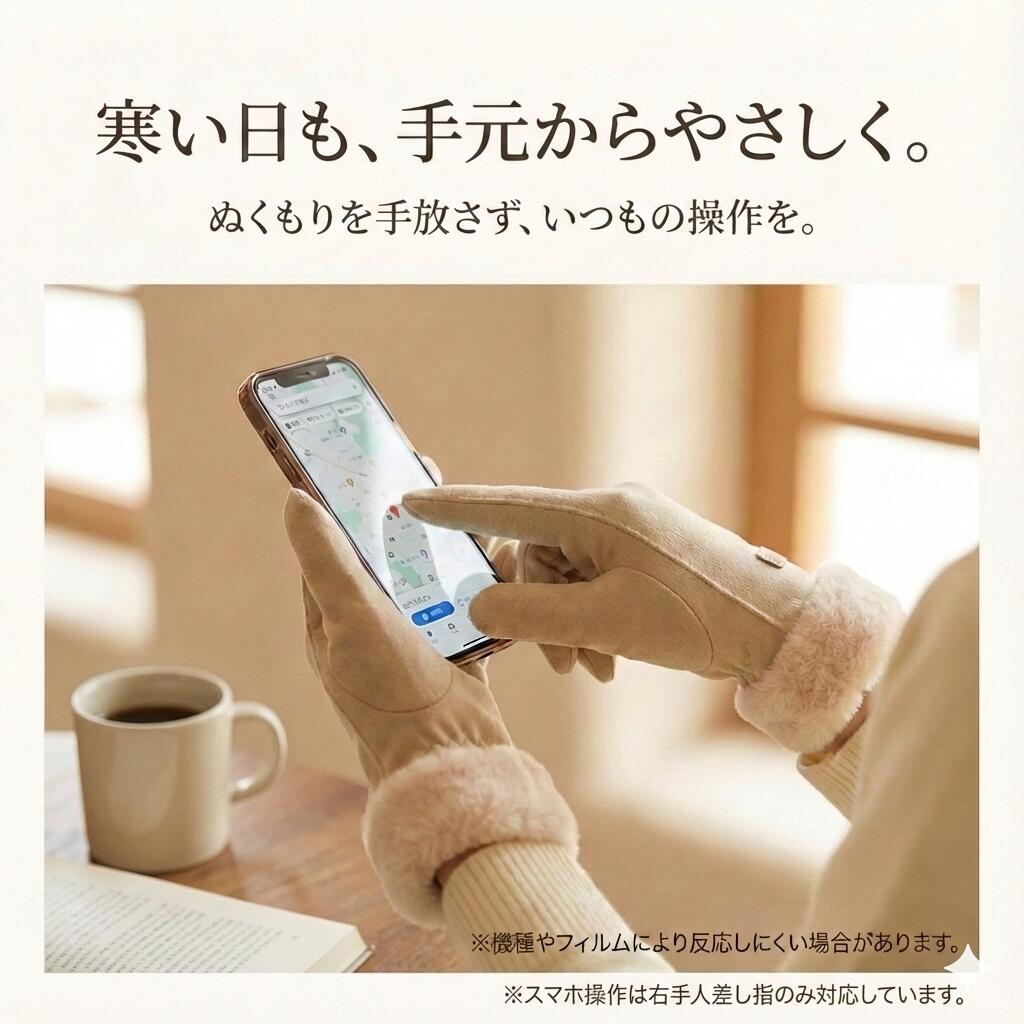 【先着★期間限定クーポン利用で2個目40%OFF★】手袋 レディース スマホ対応 秋冬 おしゃれ かわいい 暖かい 防寒 防風 裏起毛 寒さ対策 黒 手首 スマホ手袋 5本指 通勤 通学 自転車 プレゼント ギフト 誕生日 誕プレ クリスマス シンプル atbooks-narakoryo-10000399 ふりまーる サンプル画像3