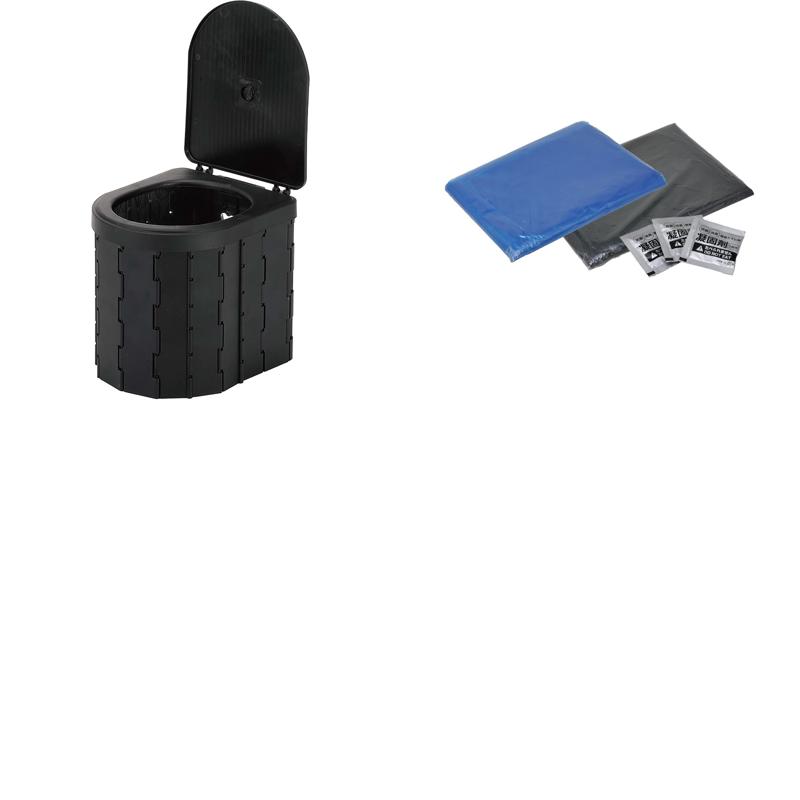 キャプテンスタッグ(CAPTAIN STAG) 【2点セット】ポータブル簡易トイレ D型 + 凝固・脱臭剤(20回分) UW-5035+UW-5040