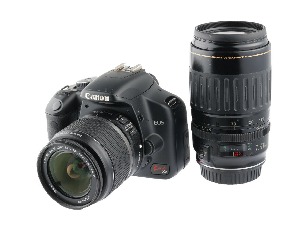 【あす楽】【中古】《良品》【6ヶ月保証】Canon EOS Kiss X2 + EF-S 18-55mm IS EF70-210 USM デジタルカメラ デジタル一眼レフカメラ 標準 望遠 ズームレンズ APS-C機 入門機 エントリー機 小型 軽量 EFマウント