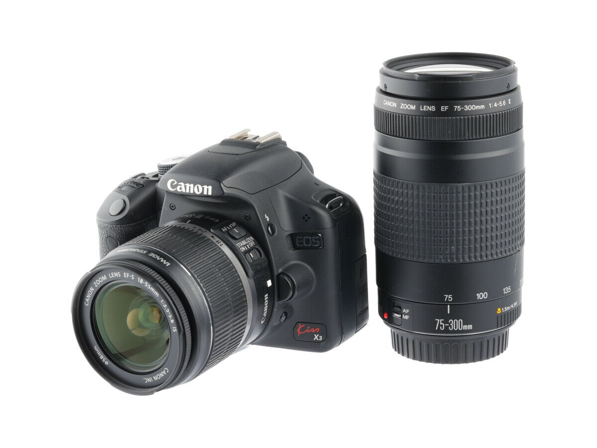 【あす楽】【中古】 《良品》 【6ヶ月保証】Canon EOS Kiss X3 + EF-S 18-55mm F3.5-5.6IS EF 75-300mm II 1510万画素 APS-Cサイズ 入門機 エントリー機 デジタル デジタル一眼レフカメラ 標準 望遠ズームレンズ EFマウント