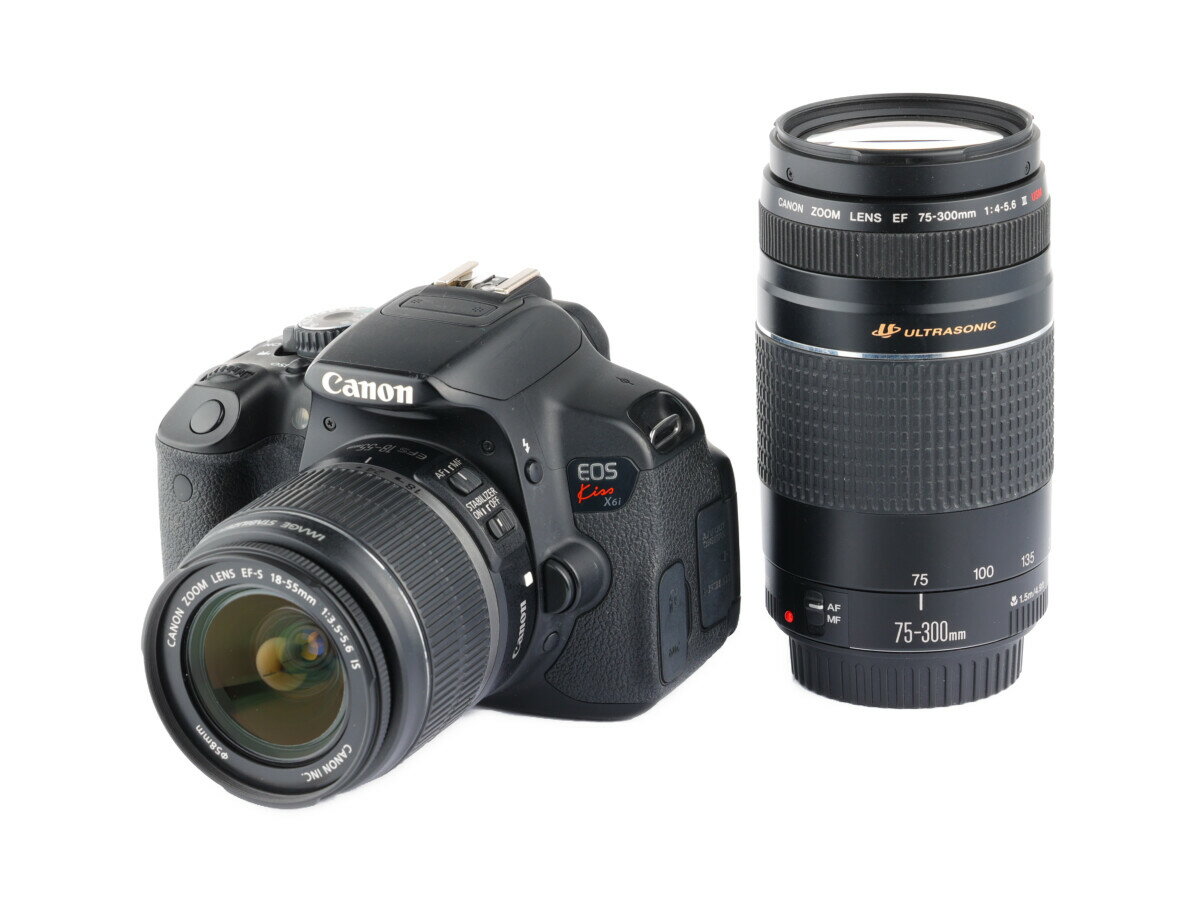 【あす楽】【中古】《良品》【6ヶ月保証】Canon EOS Kiss X6i + EF-S 18-55mm F3.5-5.6IS EF 75-300mm III USM デジタル一眼レフ 1800万画素 APS-C 入門機 バリアングル液晶 ダブルズームレンズ 標準 望遠 ズームレンズ EFマウント