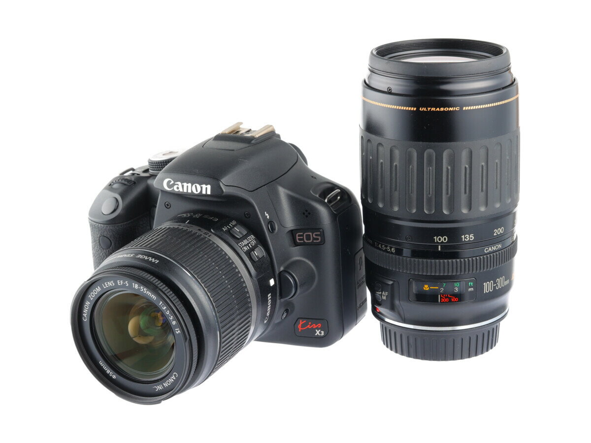 【あす楽】【中古】《良品》【6ヶ月保証】Canon EOS Kiss X3 + EF-S 18-55mm F3.5-5.6IS EF100-300mm USM 1510万画素 APS-Cサイズ 入門機 エントリー機 デジタル デジタル一眼レフカメラ 標準 望遠ズームレンズ EFマウント