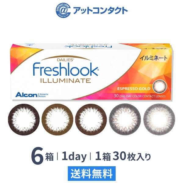 フレッシュルックデイリーズ イルミネート 6箱セット 30枚入 1日使い捨て 日本アルコン ( ライトブラウン リッチブラウン ジェットブラック エスプレッソゴールド ダイヤモンドブラック カラーコンタクト サークルレンズ )