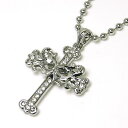【Fashion THE SALE10%OFF】【メール便送料無料】メンズ ネックレス アクセサリー ストーン入りゴシッククロス&ファントム M-779si 彼氏 男性向け