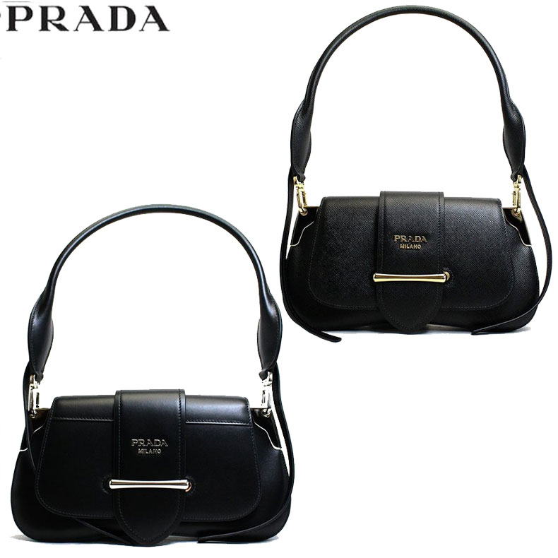 プラダ バッグ PRADA レディース ショルダーバッグ パッティーナ サフィアーノ ストラップ付き 2way レザー ブラック ブランド 1bd168-salu-nero 2021 女性 彼女 母の日ギフト