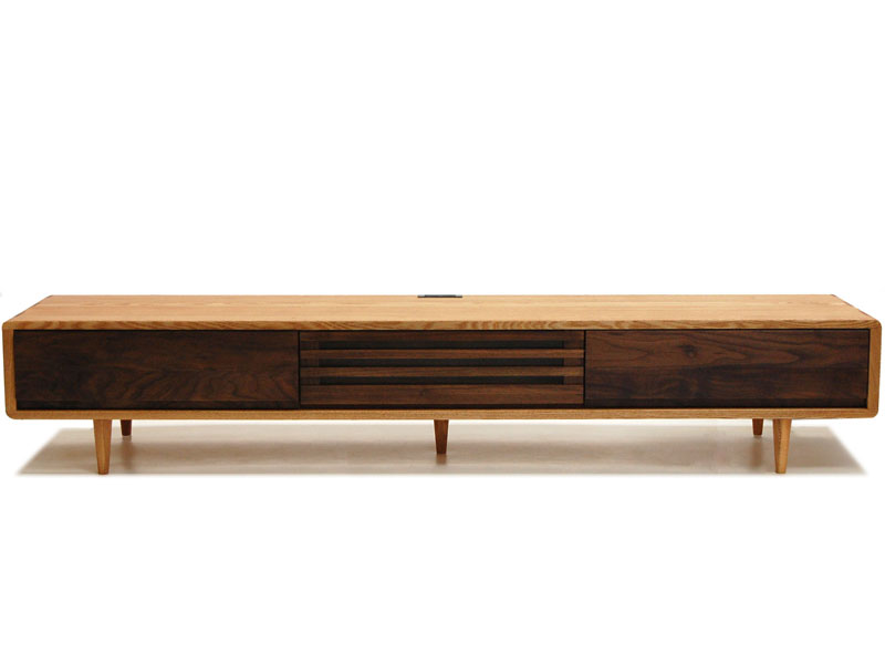 テレビ台 TVボード AVボード タモ無垢材 180 テレビボード ロータイプ 前面ウォールナット 扉付 北欧 モダン