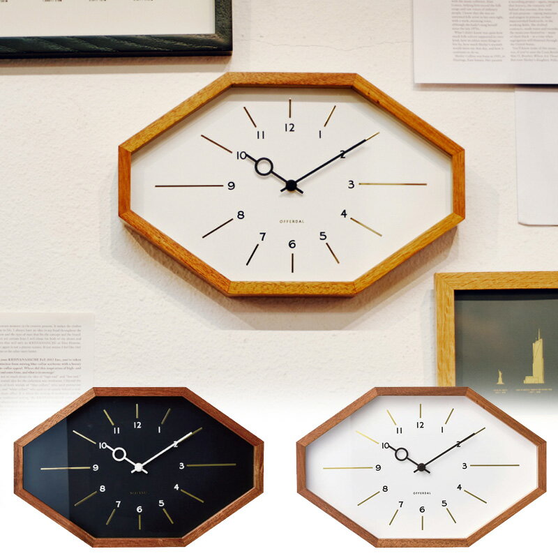 壁掛け時計 ウォールクロック 電波時計 Belmonte 木製 オクタゴン ミッドセンチュリー 北欧 ナチュラル シンプル レトロ クラシック アンティーク調