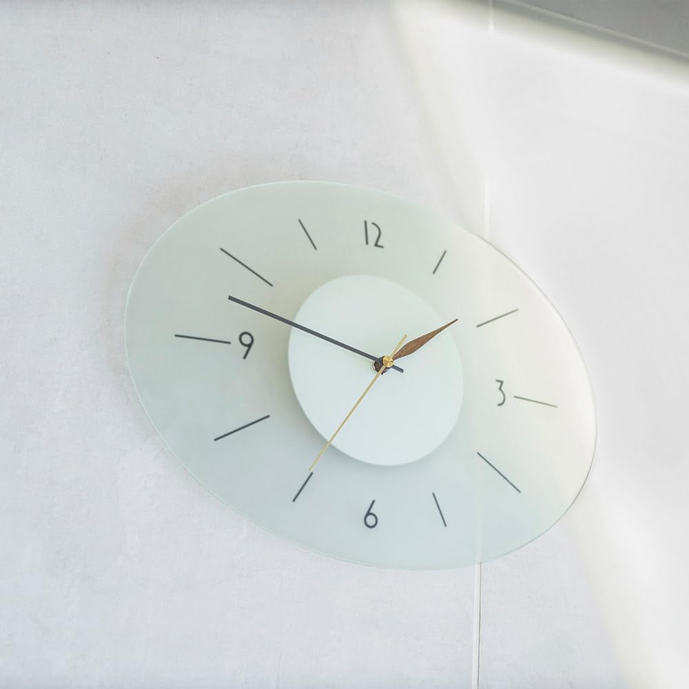 壁掛け時計 ウォールクロック Ikola オーバル ガラス ミッドセンチュリー シンプル モダン