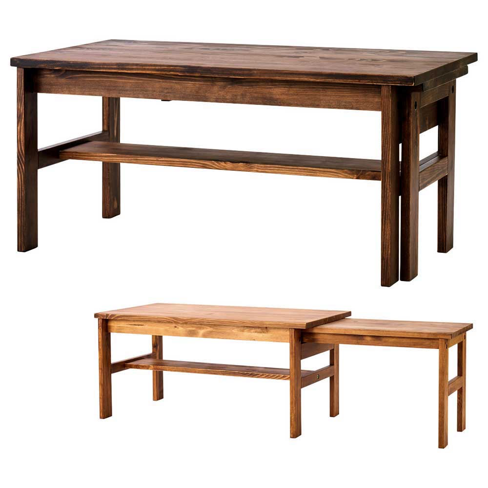 リビングテーブル センターテーブル ローテーブル 伸長式 SOME エクステンションテーブル 幅90-140cm パイン無垢材 シンプル カントリー