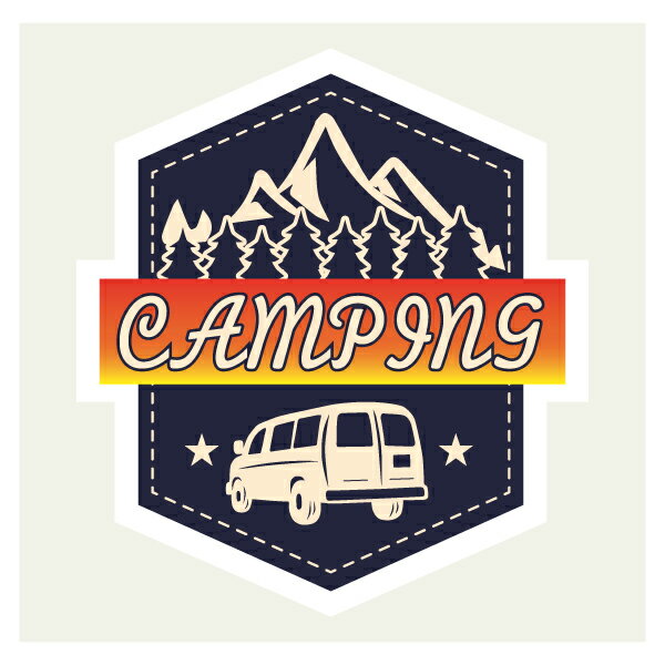 CAMPING キャンピング ステッカー 50×56ミリ キャンプ アウトドア シール スマホ用 車用 パソコン用 スーツケース用