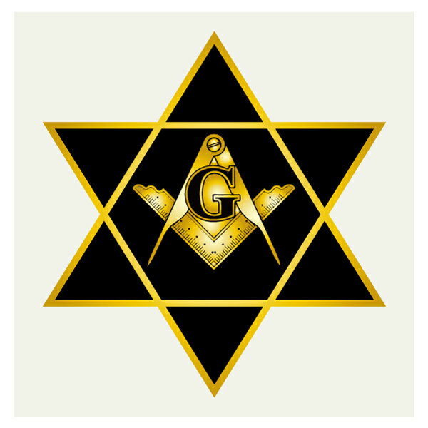 六芒星 コンパス ステッカー 120×128ミリ フリーメイソン シール 車用 パソコン用 スーツケース用