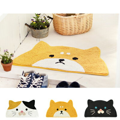 マット セミ サークル アニマル 〈 シバイヌ ミケネコ クロネコ 〉【送料無料】ラグ 玄関 ペット マット インテリア 雑貨 動物 三毛猫 柴犬 インテリア 雑貨 もふもふのサムネイル