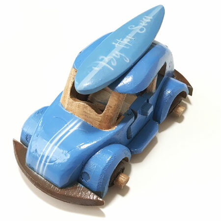 ハワイアン ウッドカー サーフボード ワーゲン〈ブルー〉ペイント木彫り アジアン雑貨 ハワイアン雑貨