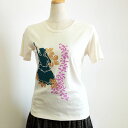 フラガールプリント半袖フラTシャツ〈オフホワイト〉コットン100% Lサイズ 半袖Tシャツ【送料無料メール便】ハワイアン【マラソン201411_送料無料】