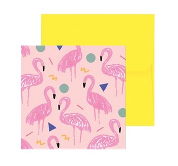 ハピネス カード （封筒付き）フラミンゴ Flamingo 2個セット〈ピンク 〉 ハワイアン ステーショナリー ハワイアン雑貨 【送料無料 クリックポスト】イエロー 文具 レターセット ラッピング