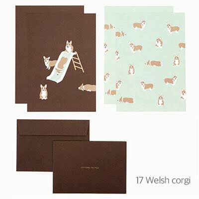 レターセット ウェルシュ コーギー 17 Welsh corgi【メール便対応可能】コギー ドッグ いぬ イヌ アニマル 動物 封筒 便箋 雑貨 手紙 レター ...