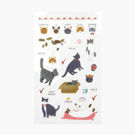 楽天アトリエ阿友美　楽天市場店デイリー ステッカー 07 kitty キティー 【送料込み クリックポスト】ステッカーシール 猫 ねこ ネコ キャット シャム猫 トラ猫 肉球 八割れ アニマル デコ ステーショナリー 文具 手紙 レター ポチ袋に