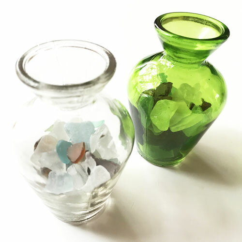 シーグラス 小粒 ガラスの小瓶 ヒヤシンスベース〈クリア/グリーン〉 天然素材 海の宝石 ビーチグラス アソートカラー ハワイアン雑貨 マリン雑貨
