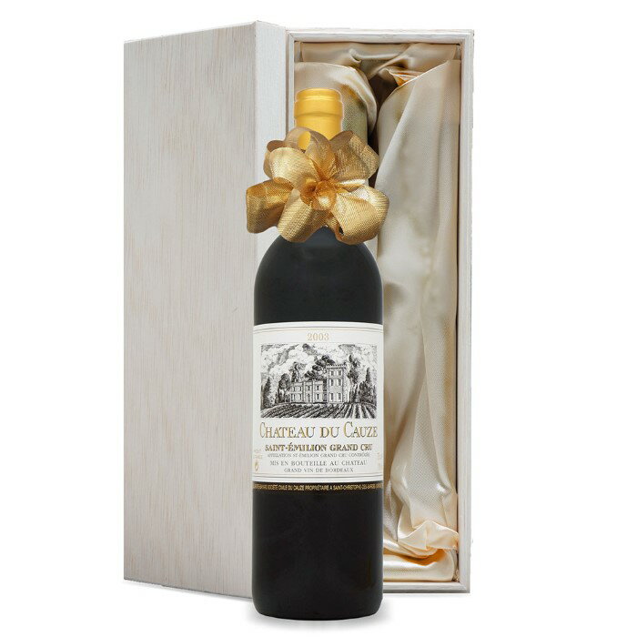 ワイン名：CHATEAU DU CAUZE 2003 ワイン種別：赤ワイン（辛口） 容量：750ml 産地：フランス　ボルドー地方　サンテミリオン地区AOC ブドウ品種：メルロー90％ カベルネソーヴィニョン10％ 生産者：シャトー デュ コーズ フランスワインの名産地に数えられるボルドー地方サンテミリオン地区で生まれ、フランスの品質規格制度（AOC）に基づきブドウの品種・栽培方法・醸造方法・ワイン銘醸地などの細かい指定と厳しい規制によって統制管理された高品質のワインのひとつです。 【ワインの特徴】 ブドウ品種のメルロー主体として甘い香りで、ジャムや熟したプラムのような風味を醸し出し 、タンニン（渋味）はそれほど強くなく酸味、口当たりもなめらかで飲みやすいワインに仕上がるのが特徴です。2003年 生まれ年 赤ワイン シャトー デュ コーズ 辛口 平成15年 男性 女性 誕生日プレゼント ワインセット 木箱入 2003年生まれの方の誕生日プレゼント、周年記念の贈り物にどうぞ。 ラベルに生まれ年を表記されたワインは飲んだあとも飾っておくことができます。いつまでも忘れられない記念年の誕生日プレゼントになります。 ワインのご紹介 2003年 赤ワイン シャトー デュ コーズ 辛口 ワイン名：CHATEAU DU CAUZE 2003 ワイン種別：赤ワイン（辛口） 容量：750ml 産地：フランス　ボルドー地方　サンテミリオン地区AOC ブドウ品種：メルロー90％ カベルネソーヴィニョン10％ 生産者：シャトー デュ コーズ フランスワインの名産地に数えられるボルドー地方サンテミリオン地区で生まれ、フランスの品質規格制度（AOC）に基づきブドウの品種・栽培方法・醸造方法・ワイン銘醸地などの細かい指定と厳しい規制によって統制管理された高品質のワインのひとつです。 【ワインの特徴】 ブドウ品種のメルロー主体として甘い香りで、ジャムや熟したプラムのような風味を醸し出し 、タンニン（渋味）はそれほど強くなく酸味、口当たりもなめらかで飲みやすいワインに仕上がるのが特徴です。 ◎ワインのラベルは、できるだけ綺麗な状態のものをお選びしておりますが、 長い年月保存されたヴィンテージワインは、時期によってラベルに傷や汚れがあることがあります。あらかじめご了承くださいませ。 木箱に入れて、ていねいにラッピングをいたします。（イメージ画像）