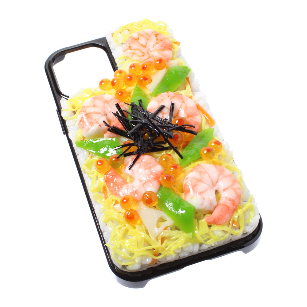 【メール便不可】食品サンプル屋さんのスマホケース（iPhone12、12 Pro、12 Pro Max、12 mini：ちらし寿司）食品サンプル iPhone ケース カバー 雑貨 食べ物 スマートフォン